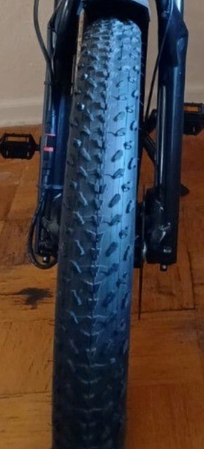 Close-up of 4.0 inch fat tire tread