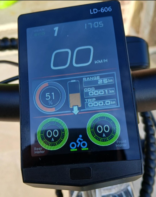 Waterproof ACS display on the RoughRider handlebars